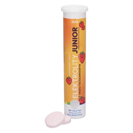 SEMA Elektrolity Junior, с 4 лет, со вкусом клубники, 20 шипучих таблеток: цены и характеристики