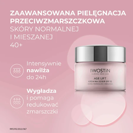 Денний крем Iwostin Age Lift, для нормальної та комбінованої шкіри, SPF 15, 50 мл + крем для шкіри навколо очей, денний та нічний, 15 мл: ціни та характеристики