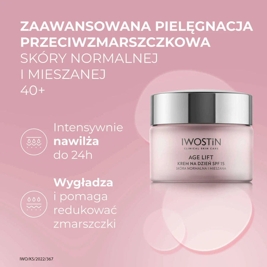 Денний крем Iwostin Age Lift, для нормальної та комбінованої шкіри, SPF 15, 50 мл + крем для шкіри навколо очей, денний та нічний, 15 мл: ціни та характеристики