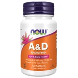 Now Foods A&D, вітамін А 10 000 МО + вітамін D 400 МО, 100 капсул