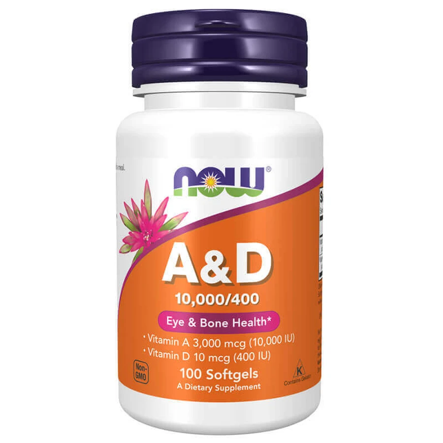 Now Foods A&D, вітамін А 10 000 МО + вітамін D 400 МО, 100 капсул: ціни та характеристики