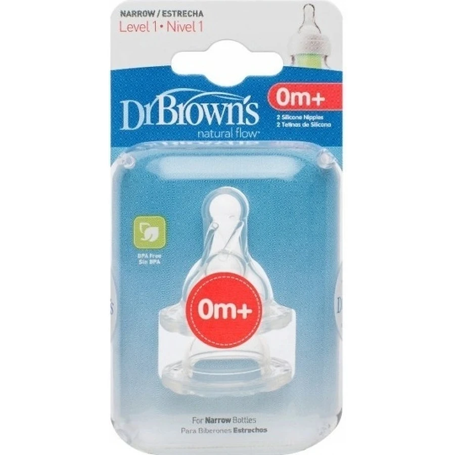 Dr.BROWN'S OPTIONS+ LEVEL 1 1×2 шт, узкие, силиконовые соски 0м+: цены и характеристики