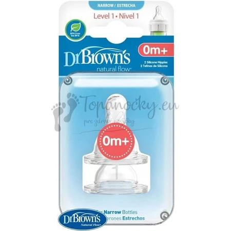 Dr.BROWN'S OPTIONS+ LEVEL 1 1×2 шт, узкие, силиконовые соски 0м+: цены и характеристики