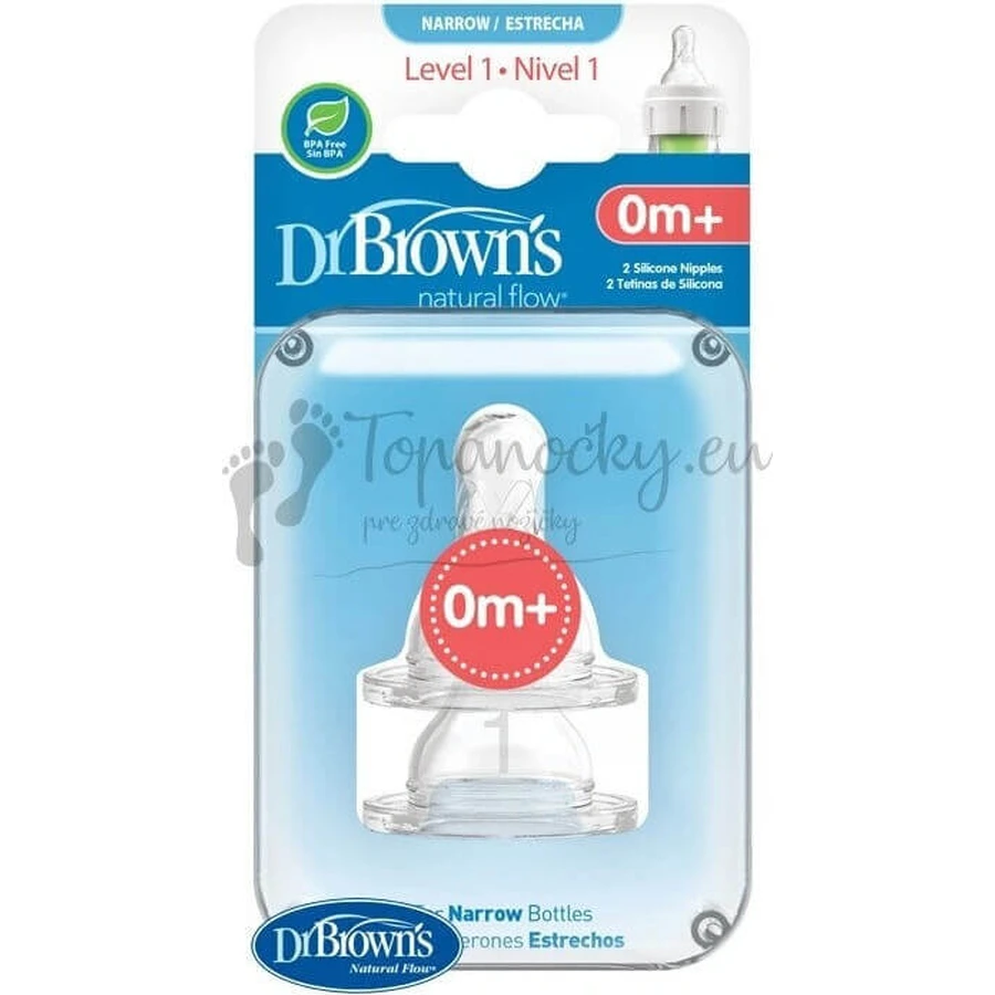 Dr.BROWN'S OPTIONS+ LEVEL 1 1×2 шт, узкие, силиконовые соски 0м+: цены и характеристики
