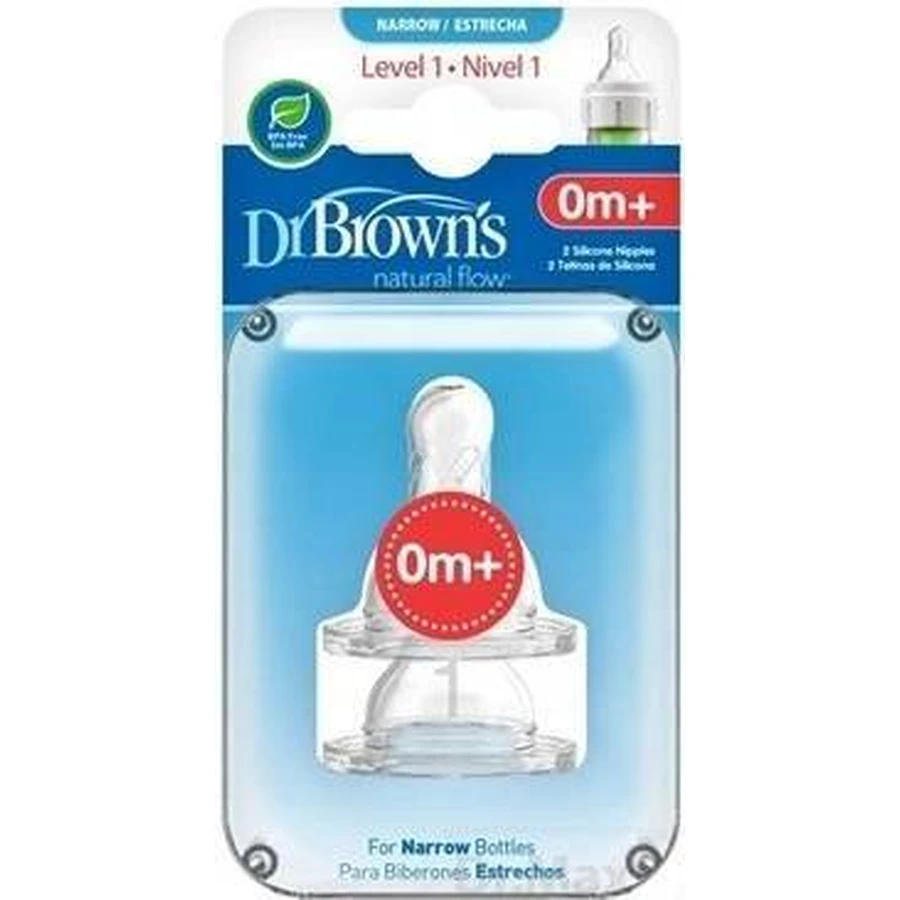 Dr.BROWN'S OPTIONS+ LEVEL 1 1×2 шт, узкие, силиконовые соски 0м+: цены и характеристики