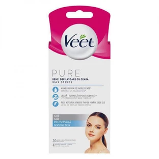 Восковые полоски для удаления волос на лице, 20 штук, Veet