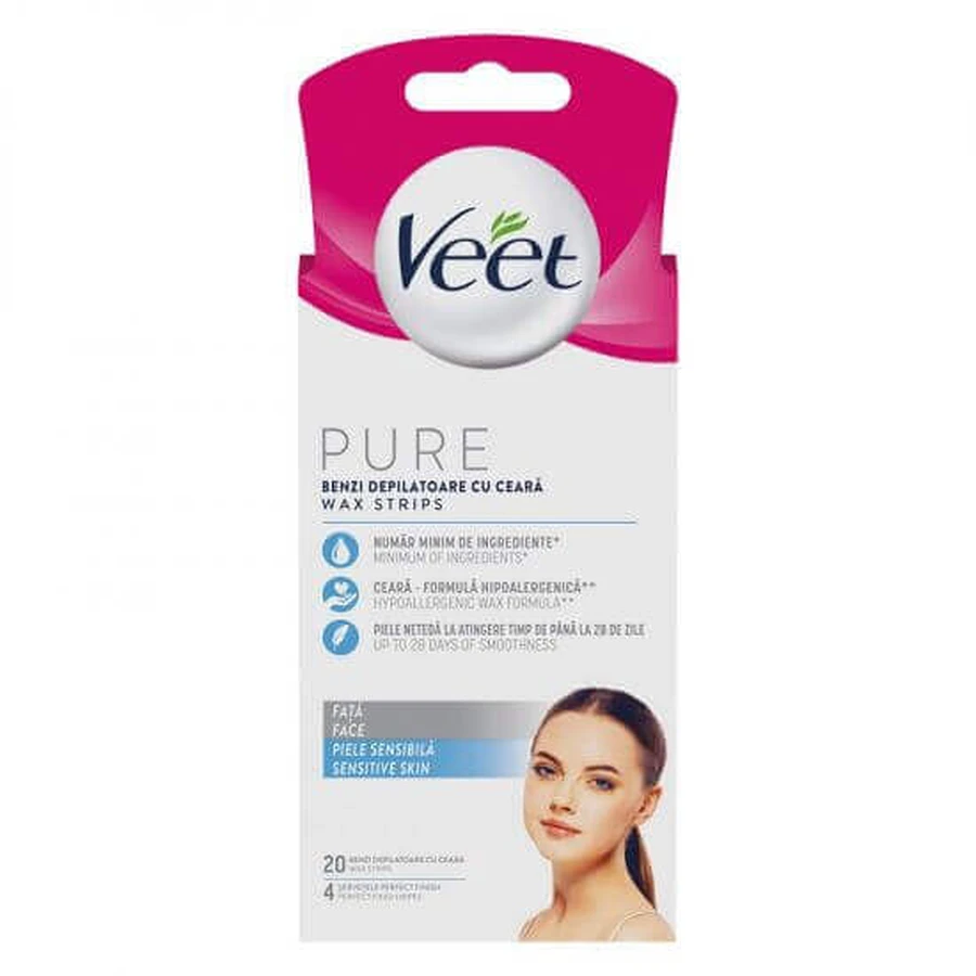 Восковые полоски для удаления волос на лице, 20 штук, Veet: цены и характеристики