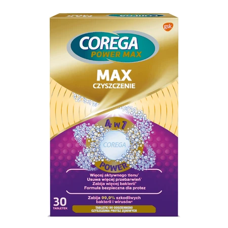 Таблетки для чищення зубних протезів Corega Max, 30 шт.: ціни та характеристики