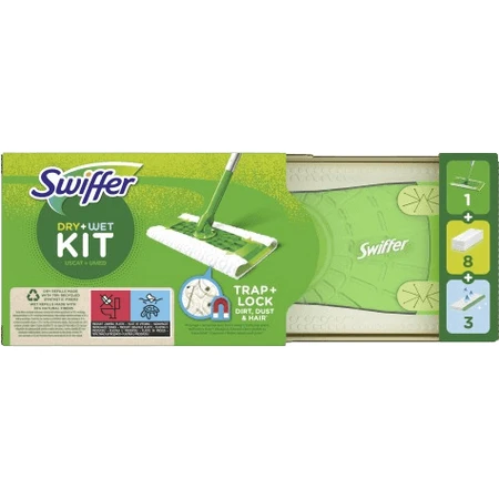 Набор салфеток Swiffer с 1 ручкой, 8 сухими салфетками и 3 салфетками для фиксации: цены и характеристики