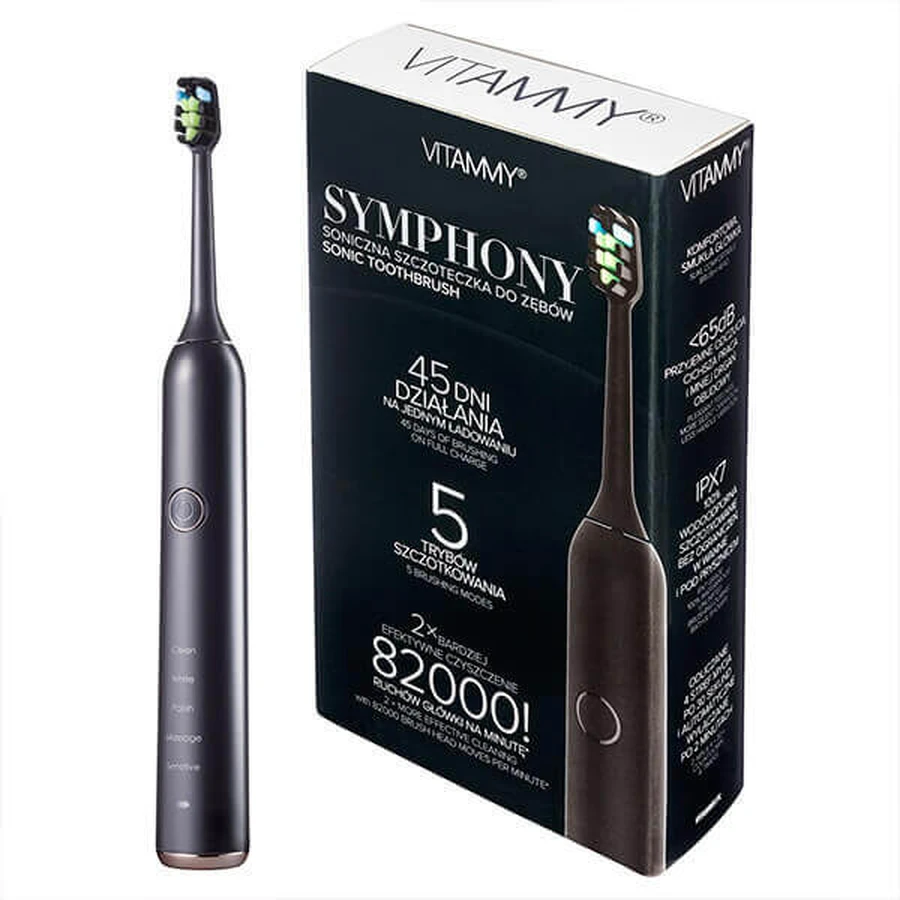 Vitammy Symphony, звуковая зубная щетка, черная, 1 шт.: цены и характеристики