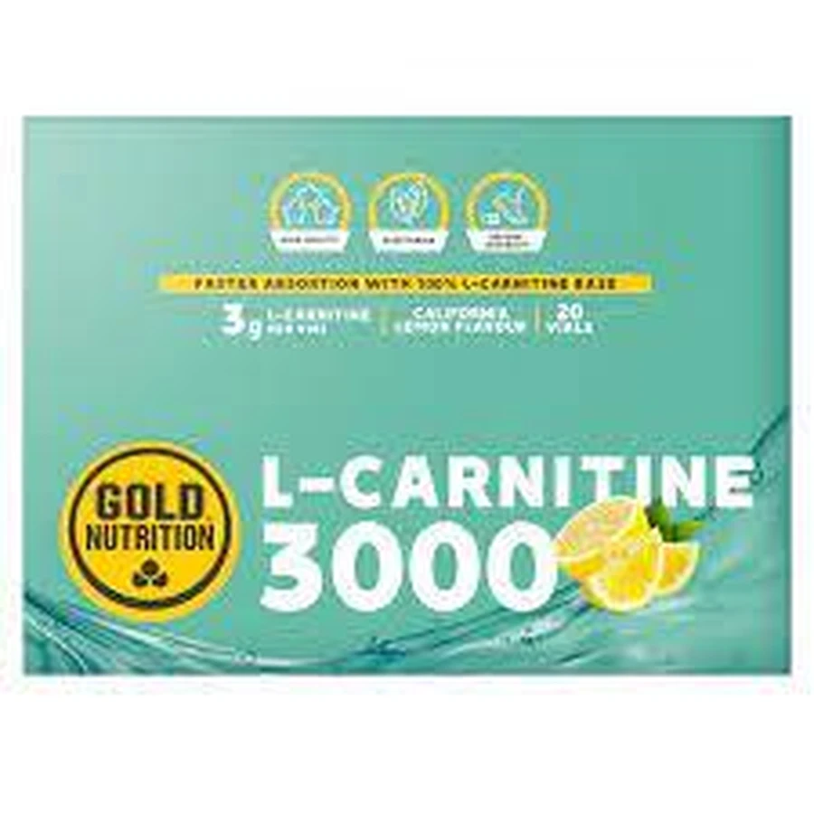 L-карнітин 3000 мг зі смаком лимона, 20 флаконів, Gold Nutrition: ціни та характеристики