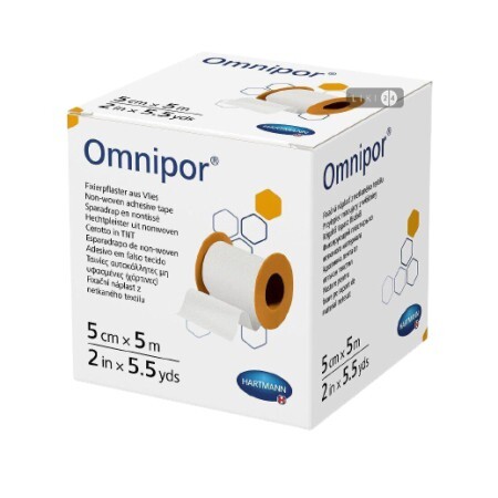 Пластырь гипоаллергенный фиксирующий Omnipor 2,5 см х 5 м, катушка