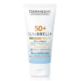 Крем Sunbrella SPF 50+ для нормальної, сухої та чутливої шкіри з крихкими капілярами, 50 г, Dermedic