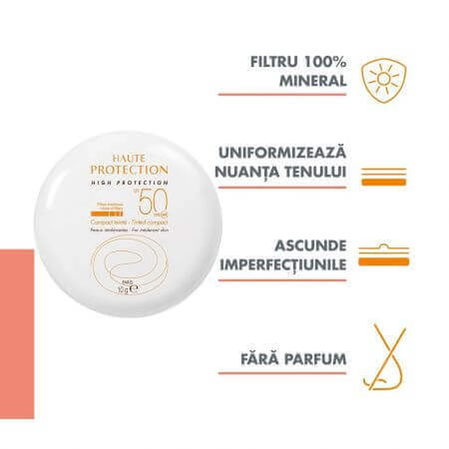 Тональний крем з високим ступенем захисту SPF 50+ Компактний бежевий, 10 г, Avene: ціни та характеристики