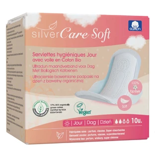 Silver Care Soft, ультратонкі ватні диски, з крильцями, на день, 10 шт.