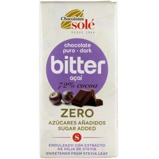 Шоколадні цукерки з 72% какао та асаї, підсолоджені стевією, 100 г, Chocolates Sole