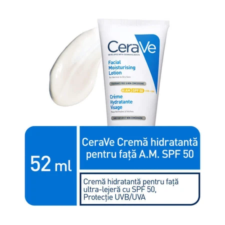 Зволожуючий крем для нормальної та сухої шкіри з SPF 50, 52 мл, CeraVe: ціни та характеристики