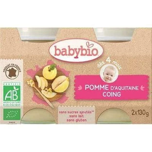 Органічне пюре з яблук та айви, +4 місяці, 2х130г, BabyBio