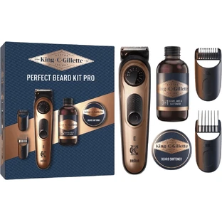 Подарунковий набір Gillette King C. тример для бороди PRO для чоловіків, тример + шампунь для бороди 60 мл + бальзам для бороди 100 мл