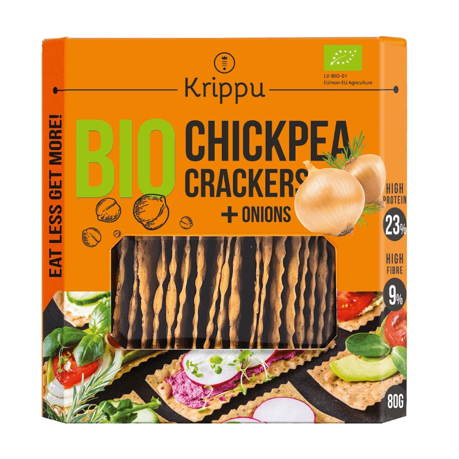 Органические крекеры с луком и орехами, 80 г, Krippu: цены и характеристики