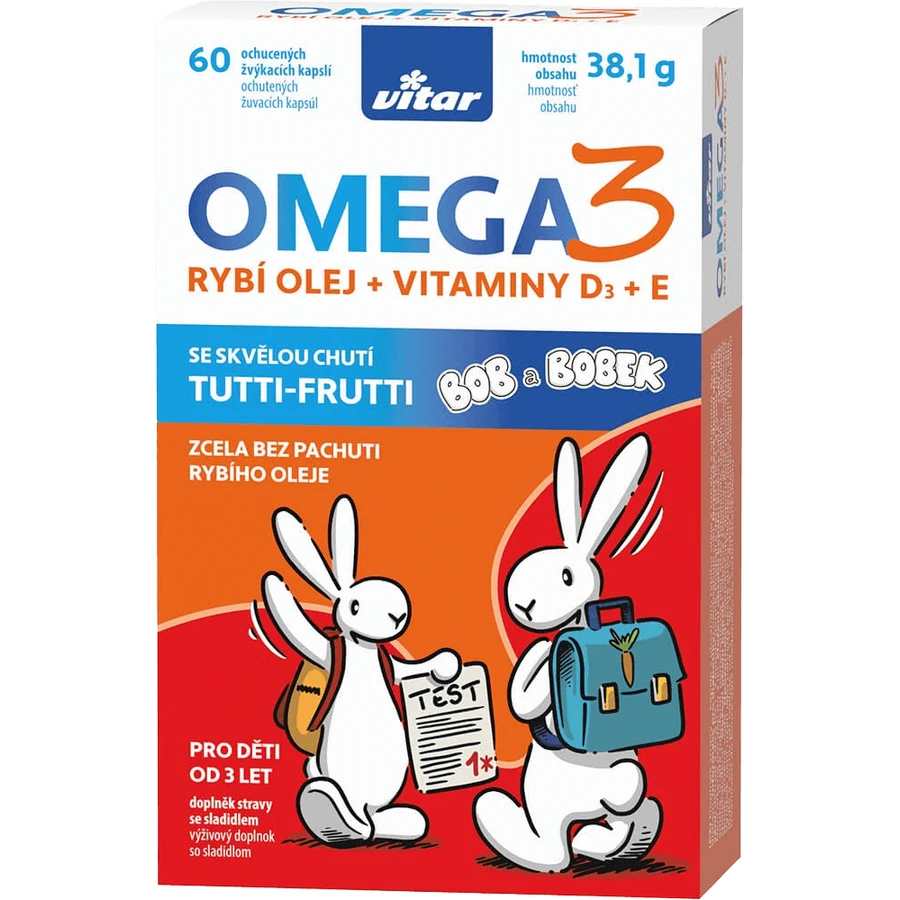Vitar Kids Омега 3 + вітамін D + вітамін Е 60 капсул: ціни та характеристики