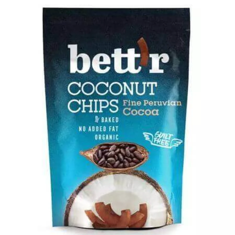 Органические кокосовые чипсы с какао Fine Peruvian Cocoa, 70 г, Bettr: цены и характеристики