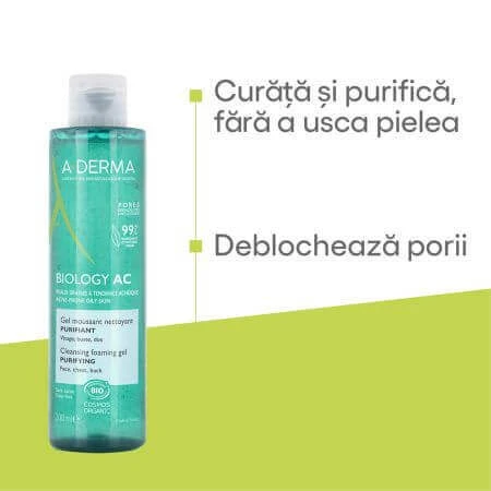A-Derma Biology AC Foaming Purifying Очищуючий гель для вмивання, 200 мл: ціни та характеристики