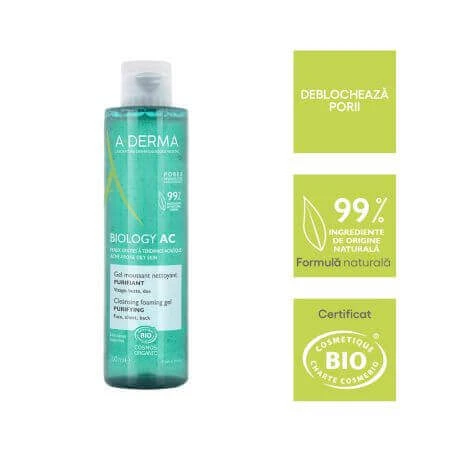 A-Derma Biology AC Foaming Purifying Очищуючий гель для вмивання, 200 мл: ціни та характеристики
