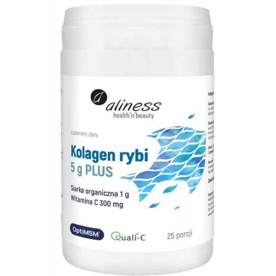 Рыбный коллаген 5000 мг ПЛЮС сера OptiMSM vit C, 25 порций порошка Aliness: цены и характеристики