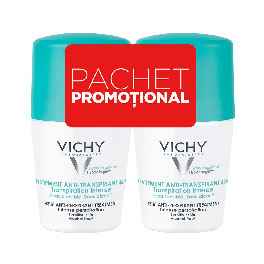 Дезодорант-антиперспірант Vichy 48h Antiperspirant кульковий, з ароматом, 50 мл + 50 мл: ціни та характеристики