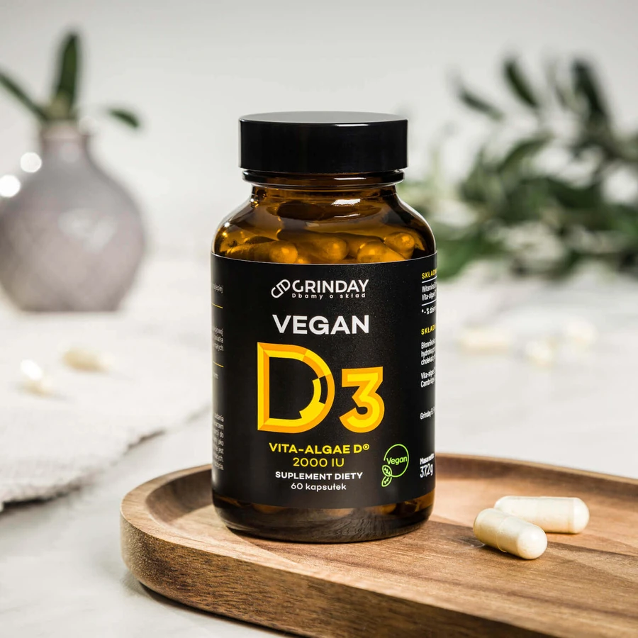 Grinday Vegan D3, веганский витамин D3 2000 МЕ, 60 капсул: цены и характеристики