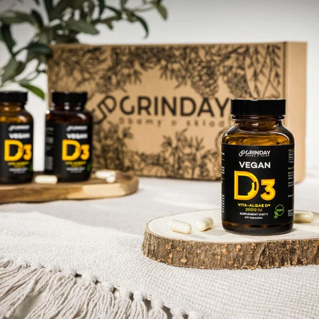 Grinday Vegan D3, веганский витамин D3 2000 МЕ, 60 капсул: цены и характеристики
