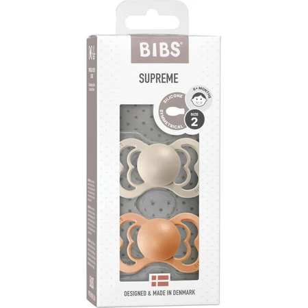 BIBS Supreme Силіконові ортодонтичні пустушки, 2 роки, ваніль/темний дуб 2 шт.: ціни та характеристики