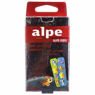 Пластырь медицинский Alpe детский зоопарк 76х19 мм №8