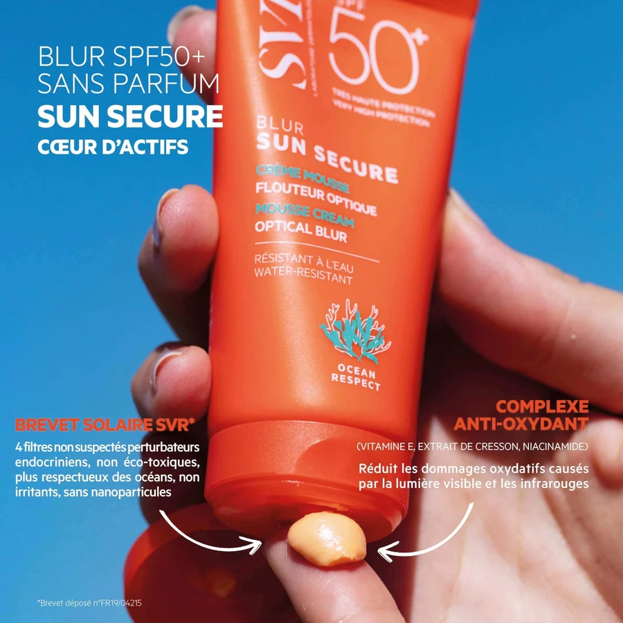 Сонцезахисний крем-пінка для обличчя SVR Sun Secure Blur SPF 50+, 50 мл: ціни та характеристики