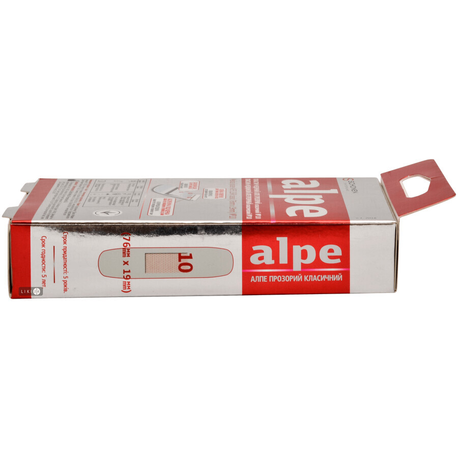 Пластырь медицинский Alpe прозрачный классик, 76х19 мм №10: цены и характеристики