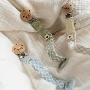 Затискач для соски BIBS Paci Braid, рум'яний/слонова кістка