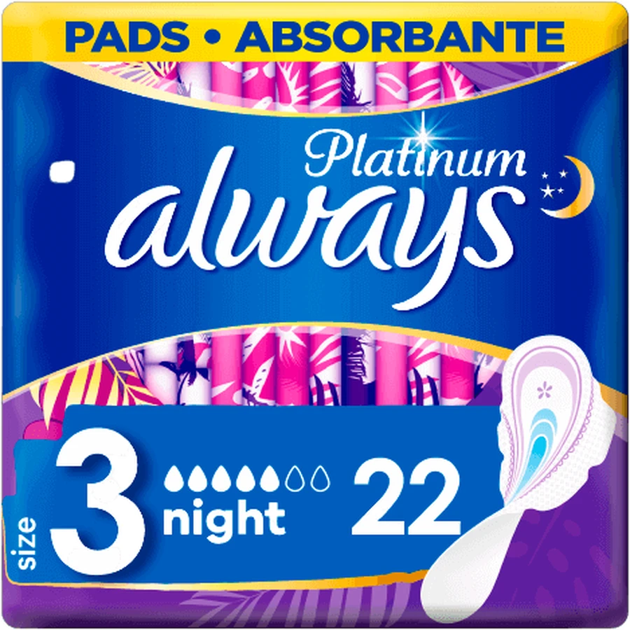 Always Platinum night (возраст 3 года) гигиенические подгузники с крылышками 22 шт: цены и характеристики