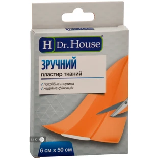 Пластир H Dr. House тканий медичний бактерицидний 6 см х 50 см