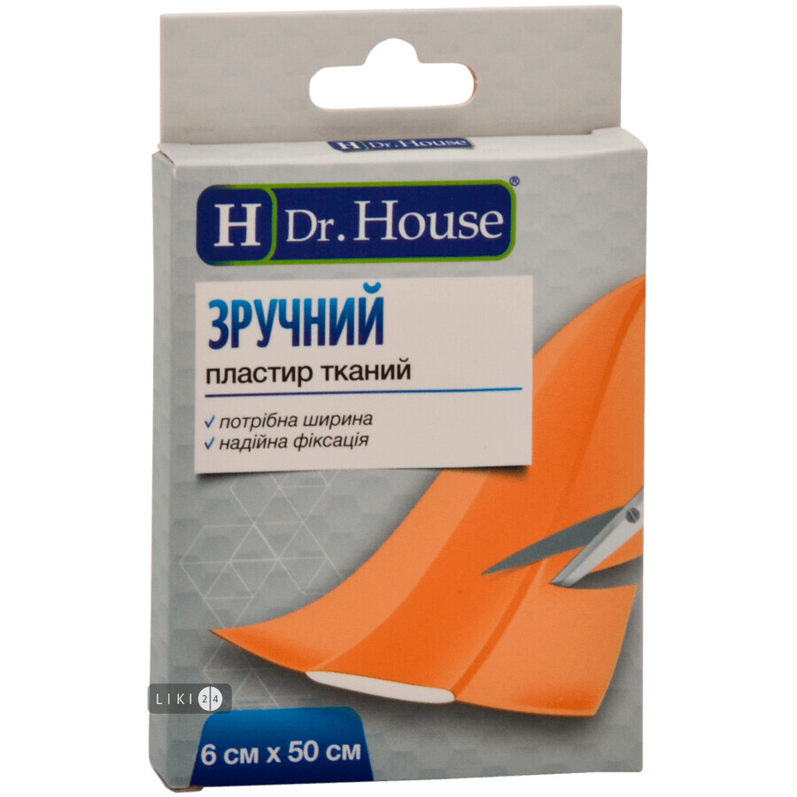 Пластир H Dr. House тканий медичний бактерицидний 6 см х 50 см: ціни та характеристики