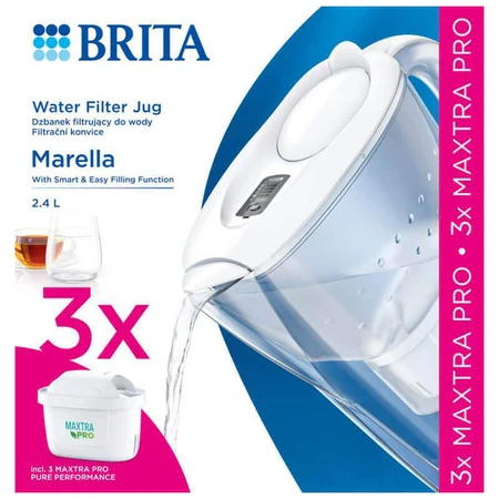Фільтр-глечик Brita Marella, 2,4 л, білий + фільтр Maxtra Pro Pure Performance, 3 шт.: ціни та характеристики