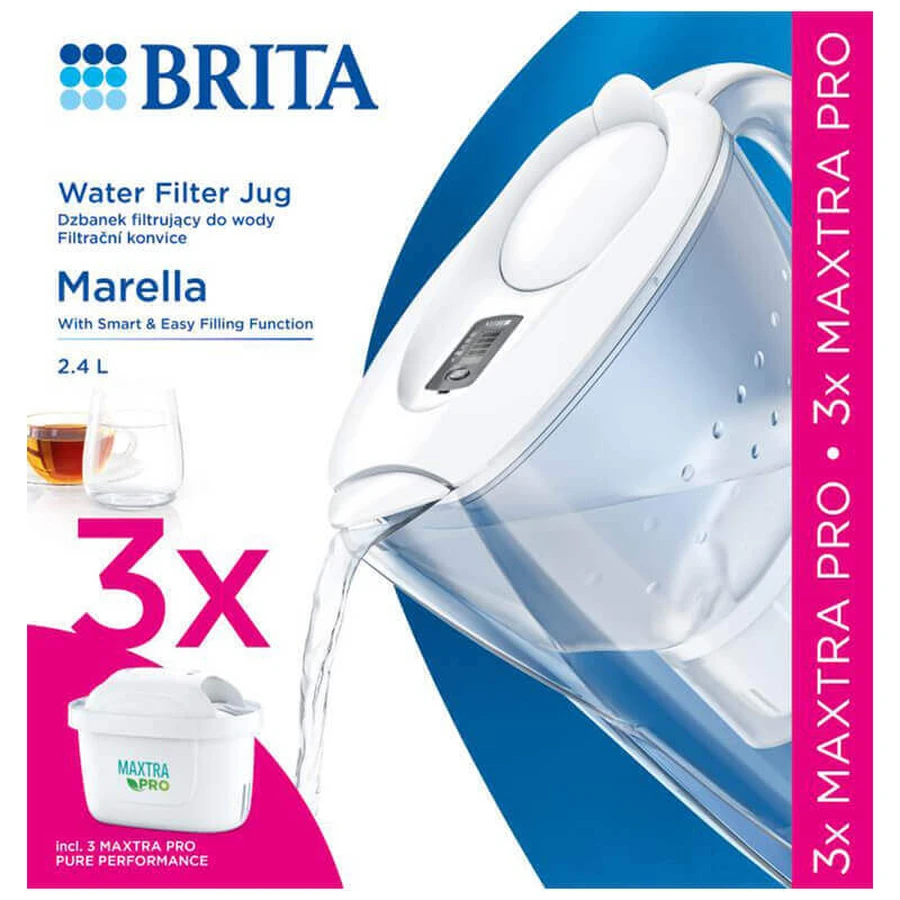 Фільтр-глечик Brita Marella, 2,4 л, білий + фільтр Maxtra Pro Pure Performance, 3 шт.: ціни та характеристики