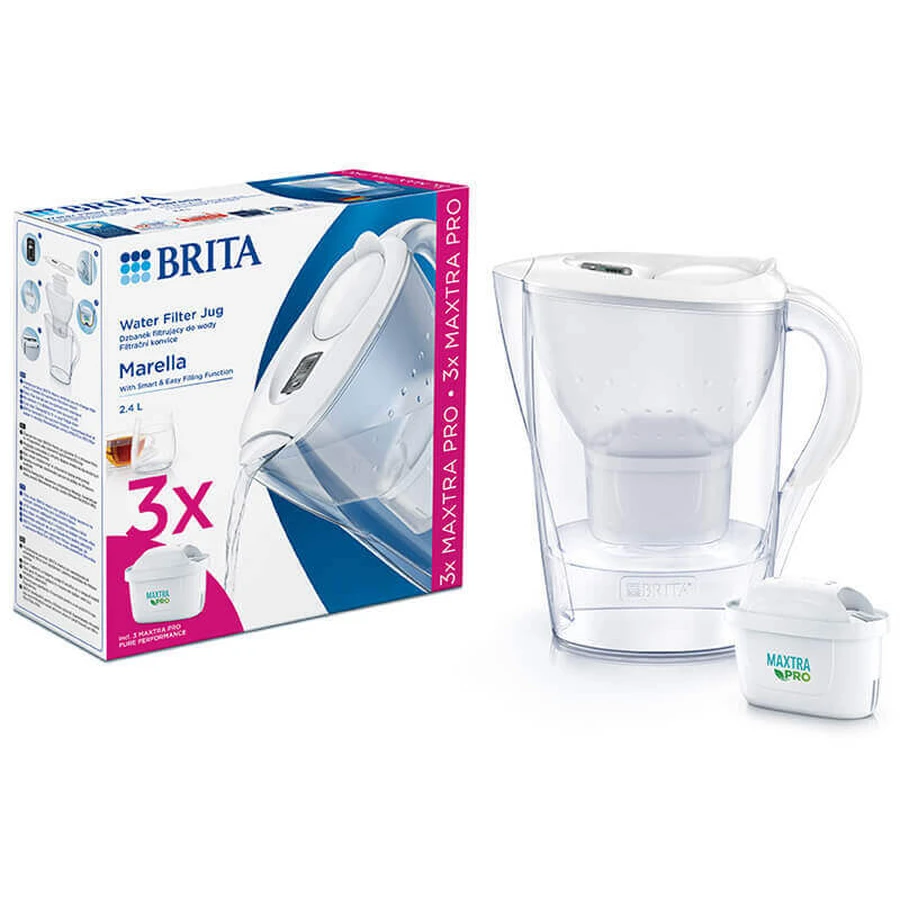 Фільтр-глечик Brita Marella, 2,4 л, білий + фільтр Maxtra Pro Pure Performance, 3 шт.: ціни та характеристики