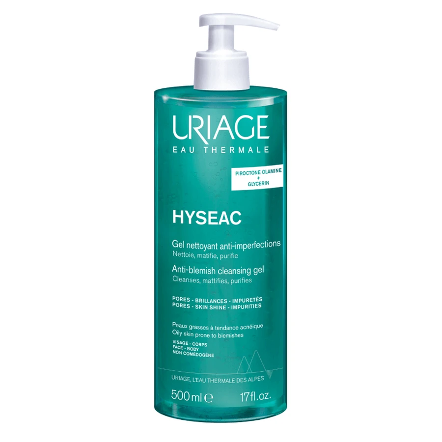 Гель для вмивання Hyseac, 500 мл, Uriage, що очищає шкіру від прищів, з ефектом антицелюлітного ефекту: ціни та характеристики