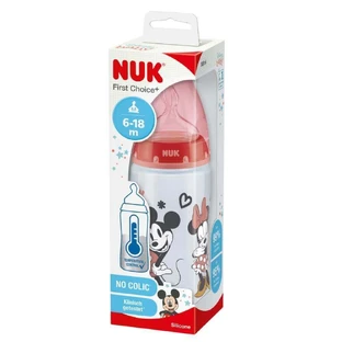 Пляшечка Nuk Mickey з силіконовою соскою розмір M, 6-18 місяців, червона, 300 мл