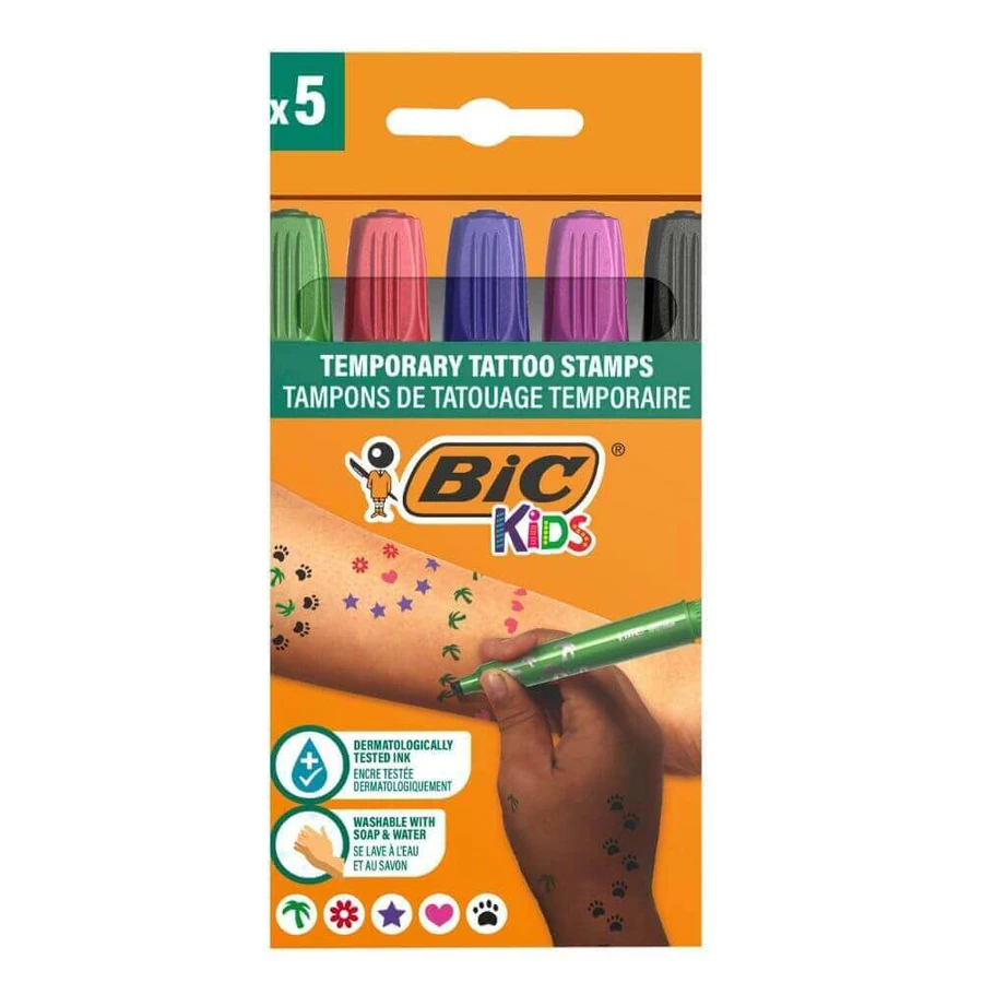 Дитячі тимчасові татуювання, 5 штампів, BIC: ціни та характеристики