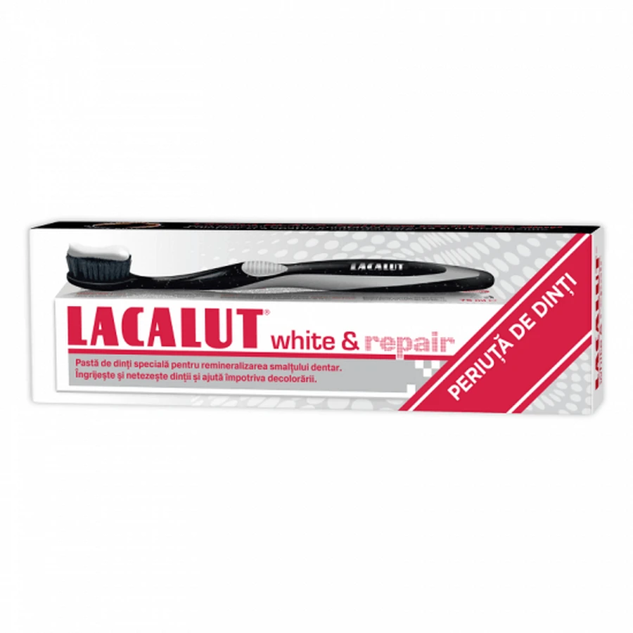 Lacalut White & Repair Зубна паста 75 мл + Lacalut Black Edition Зубна щітка: ціни та характеристики