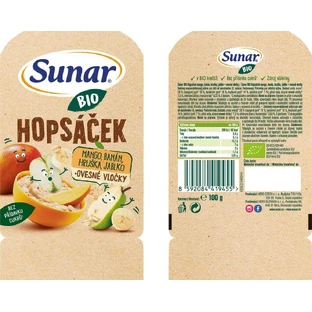 Sunar Органические фруктовые капсулы Hopsáek манго, банан, груша и овсянка 100 г