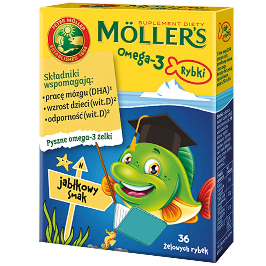 Омега-3 Moller's яблучний смак, желейні рибки, 36 штук: ціни та характеристики