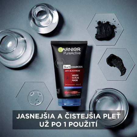 Garnier Skin Naturals Pure Active 3в1 маска з активованим вугіллям проти чорних крапок, 150 мл: ціни та характеристики